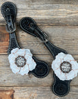 Black Basketweave Spur Straps
