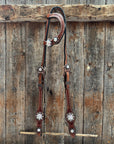 Medium Oil Basketweave AB Browband/One Ear Tack Set
