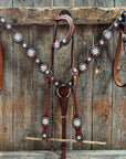 Medium Oil Basketweave AB Browband/One Ear Tack Set