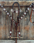 Medium Oil Basketweave AB Browband/One Ear Tack Set