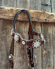 Medium Oil Basketweave AB Browband/One Ear Tack Set