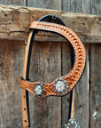 Light Oil Basketweave Clear One Ear Tack Set