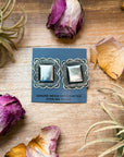 Sterling Silver Square Stud Earrings – Artist Leander Tahe – USA Made