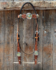 Light Oil Floral Gold Cross, Turquoise Browband/One Ear Breastcollar Tack Set