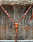 Light Oil Floral Coral, Clear One Ear & Breastcollar Tack Set