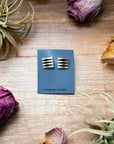 Sterling Silver Square Stud Earrings – Native Made by L. Tahe (Navajo Artist)