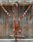 Light Oil Floral Coral, Clear One Ear & Breastcollar Tack Set