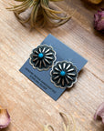 Sterling Silver Concho Earrings with Kingman Turquoise