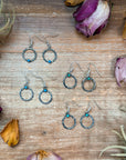 Sterling Silver Mini Hoop Dangle Earrings with Turquoise