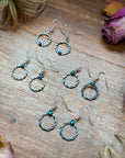 Sterling Silver Mini Hoop Dangle Earrings with Turquoise