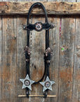 Black Oil Floral Jet and Stars Browband/One Ear Breastcollar Tack Set