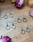 Sterling Silver Mini Hoop Dangle Earrings with Turquoise