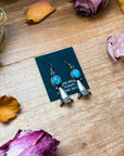 Sterling Silver Blossom Dangle Earrings with Kingman Turquoise