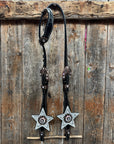 Black Oil Floral Jet and Stars Browband/One Ear Breastcollar Tack Set