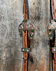 Light Oil Floral Fern, Clear Browband/One Ear Breastcollar Tack Set