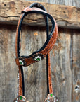 Light Oil Floral Fern, Clear Browband/One Ear Breastcollar Tack Set