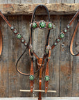 Light Oil Floral Fern, Clear Browband/One Ear Breastcollar Tack Set
