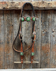 Light Oil Floral Fern, Clear Browband/One Ear Breastcollar Tack Set