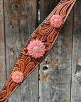 Light Oil V Brow Pink Flower Browband & Breastcollar Tack Set