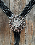 Black Oil V Brow Clear Browband & Breastcollar Tack Set