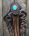 Boot Cuff Jewelry - Turquoise Cabochon Concho - Fringe
