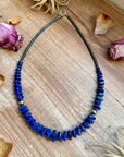 Faceted Lapis & Hematite Necklace – 21.5"