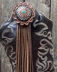 Boot Cuff Jewelry - Copper Flower Turquoise Concho - Fringe