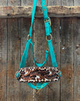 Teal Nylon Horse Halter – Bronc Noseband with Crystal Conchos NH105