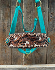 Teal Nylon Horse Halter – Bronc Noseband with Crystal Conchos NH105