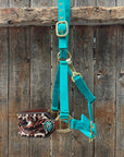 Teal Nylon Horse Halter – Bronc Noseband with Crystal Conchos NH105