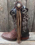 Boot Cuff Jewelry - Copper Champagne and Clear Concho - Fringe