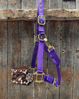 Purple Nylon Horse Halter – Bronc Noseband with Western Conchos NH110