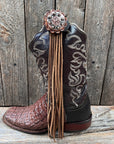 Boot Cuff Jewelry - Copper Dots Concho - Fringe