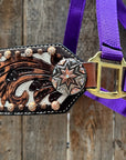 Purple Nylon Horse Halter – Bronc Noseband with Western Conchos NH110