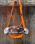 Orange Nylon Horse Halter – Bronc Noseband with Crystal Conchos NH111