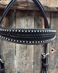 Dark Oil Basketweave with Silver Dots Tack Sets