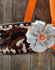Orange Nylon Horse Halter – Bronc Noseband with Crystal Conchos NH111