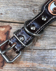 DC65- Floral White Inlay Wide Dog Collar SM-LG Turquoise Cabochons