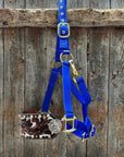 Blue Nylon Horse Halter – Bronc Noseband with Western Conchos NH112