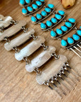 Sterling Silver Kingman Turquoise Dangle Earrings – 5 Inch Statement Design – Native Made by Geraldine James – Navajo Handmade