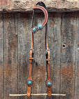 Light Oil Basketweave Turquoise and Dots Browband/One Ear Tack Set