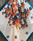 35X35" White and Teal Floral Wild Rag / Scarf WR3441