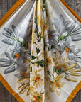 35X35" Yellow and Grey Lilies Wild Rag / Scarf WR3440