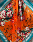 35X35" Teal and Orange Floral Wild Rag / Scarf WR3437