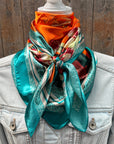 35X35" Teal and Orange Floral Wild Rag / Scarf WR3437