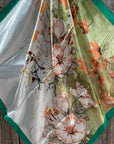 35X35" Green and White Floral Wild Rag / Scarf WR3436