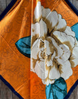 35X35" White and Orange Rose Wild Rag / Scarf WR3435