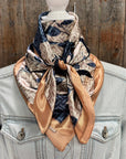 35X35" Navy and Cream Floral Wild Rag / Scarf WR3404