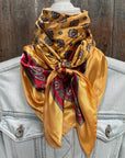 35X35" Gold and Red Patterned Wild Rag / Scarf WR3349