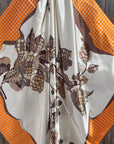 35X35" Orange and Brown Floral Wild Rag / Scarf WR3303